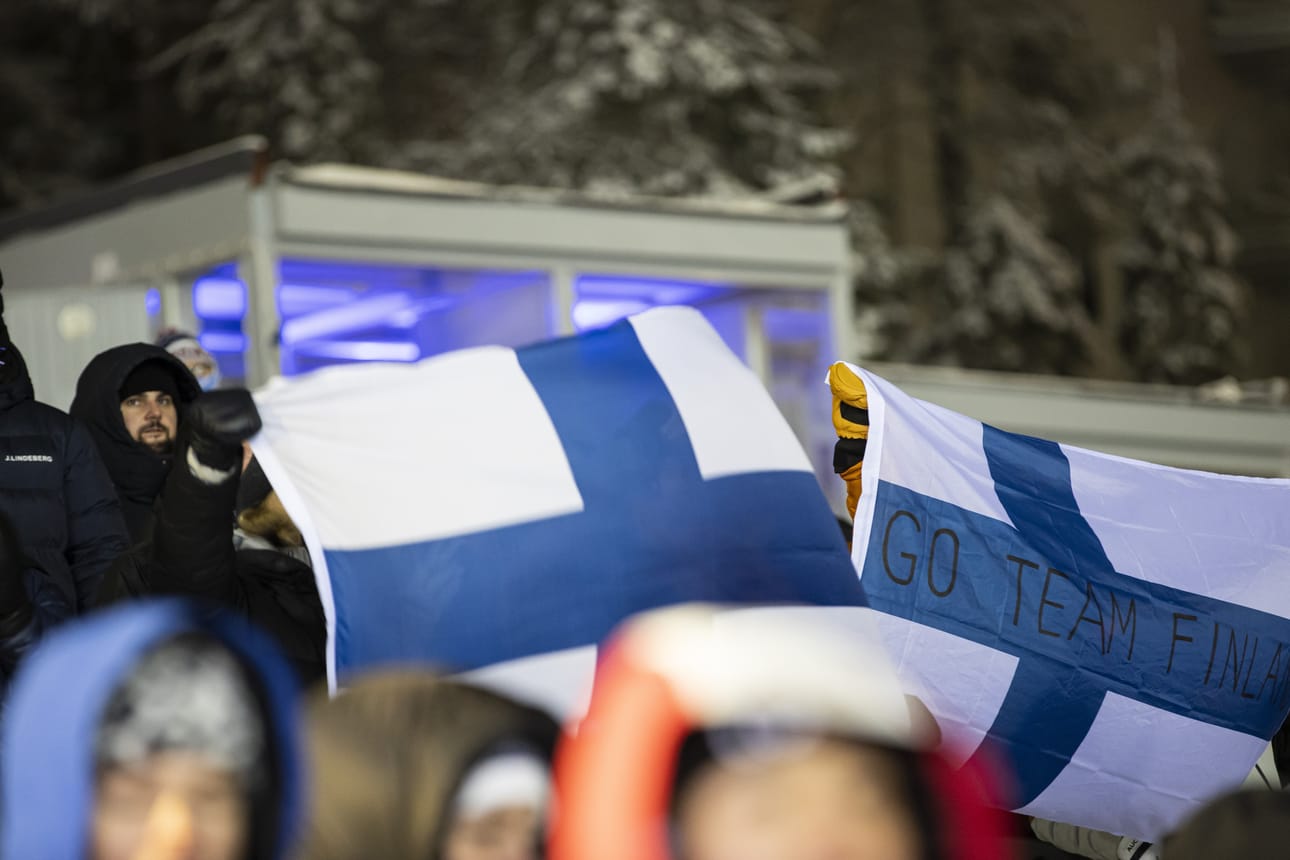 Suomalaislaskijat saivat finaalissa kannustusta fanijoukoilta.