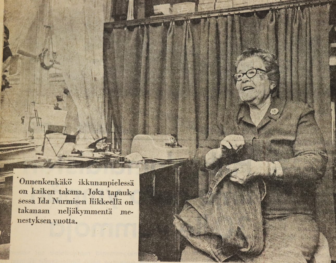 Ida Nurmisen 40-vuotisesta urasta kerrottiin 1.4.1973 Vaasa-lehdessä.