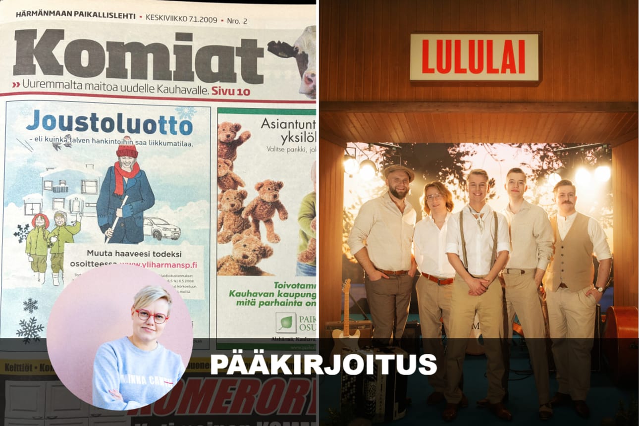 Sama nimi on yhdistänyt paikallislehteä ja bändiä jo vuosikausia. Komiat-yhtyeen kuva Annastiina Paavola.