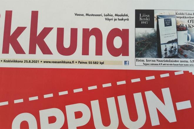 Keskiviikkona 25.8. ilmestyy viimeinen Ikkuna-lehti Vaasassa.