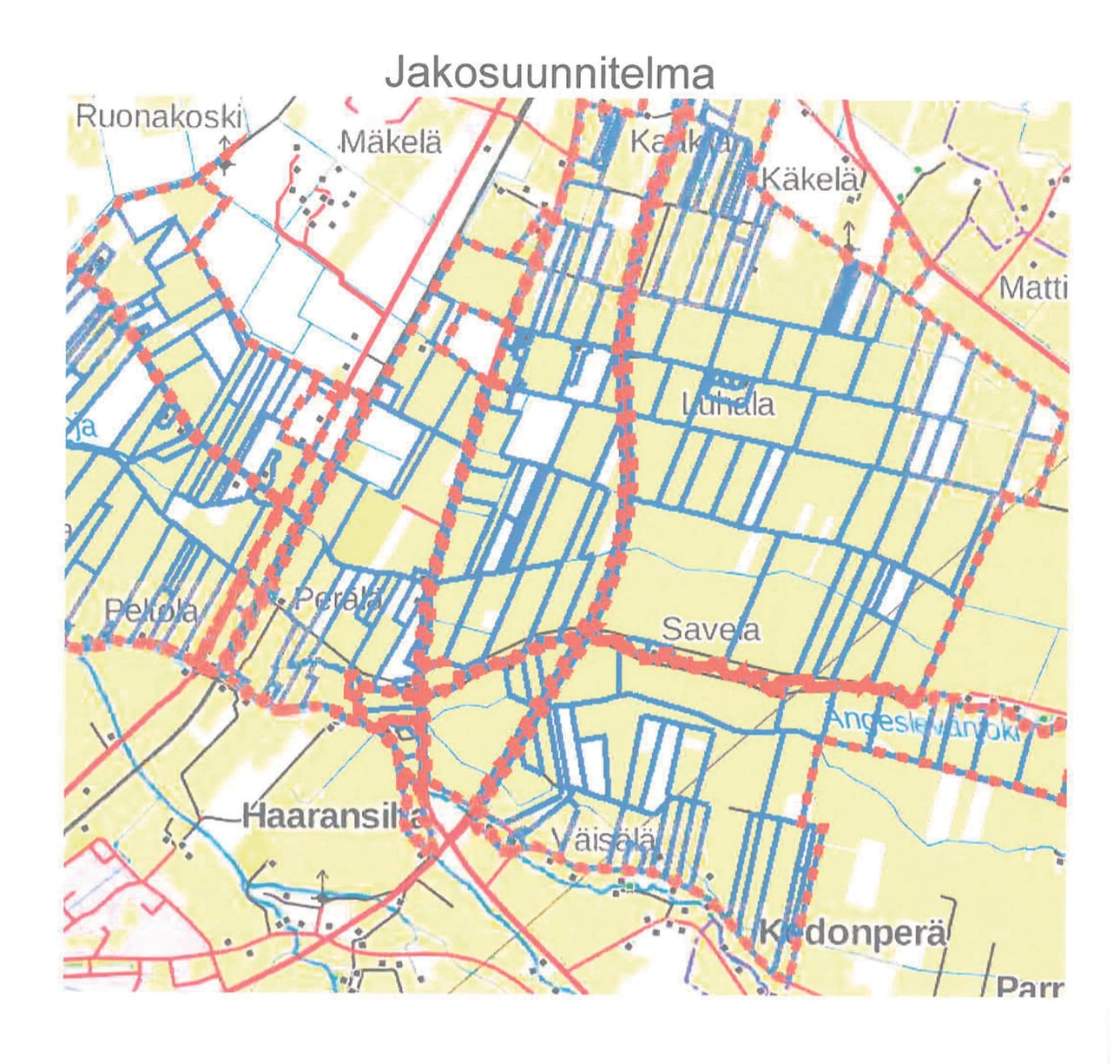 Isoniityn tilukset uuden jakosuunnitelman jäljiltä.