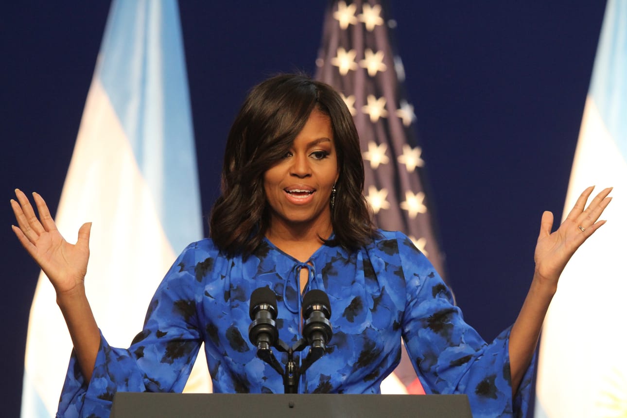 Michelle Obama puhui Buenos Airesissa Argentiinassa viime maaliskuussa. Hänen puheenkirjoittajanaan on toiminut juristitaustainen Sarah Hurwitz.