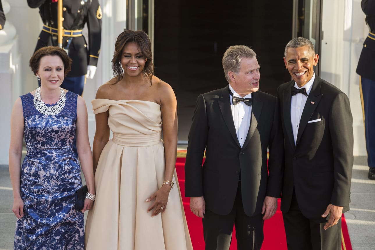 Presidentit Barack Obama ja Sauli Niinistö, sekä heidän puolisonsa Michelle Obama ja Jenni Haukio.