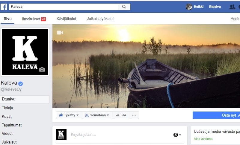 Kalevan Facebook-sivujen taustakuvalla on paljon katsojia ja tykkääjiä.