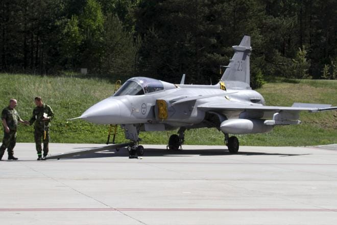 Onnettomuudessa tuhoutui kuvan kaltainen Gripen-kone. KUVA: