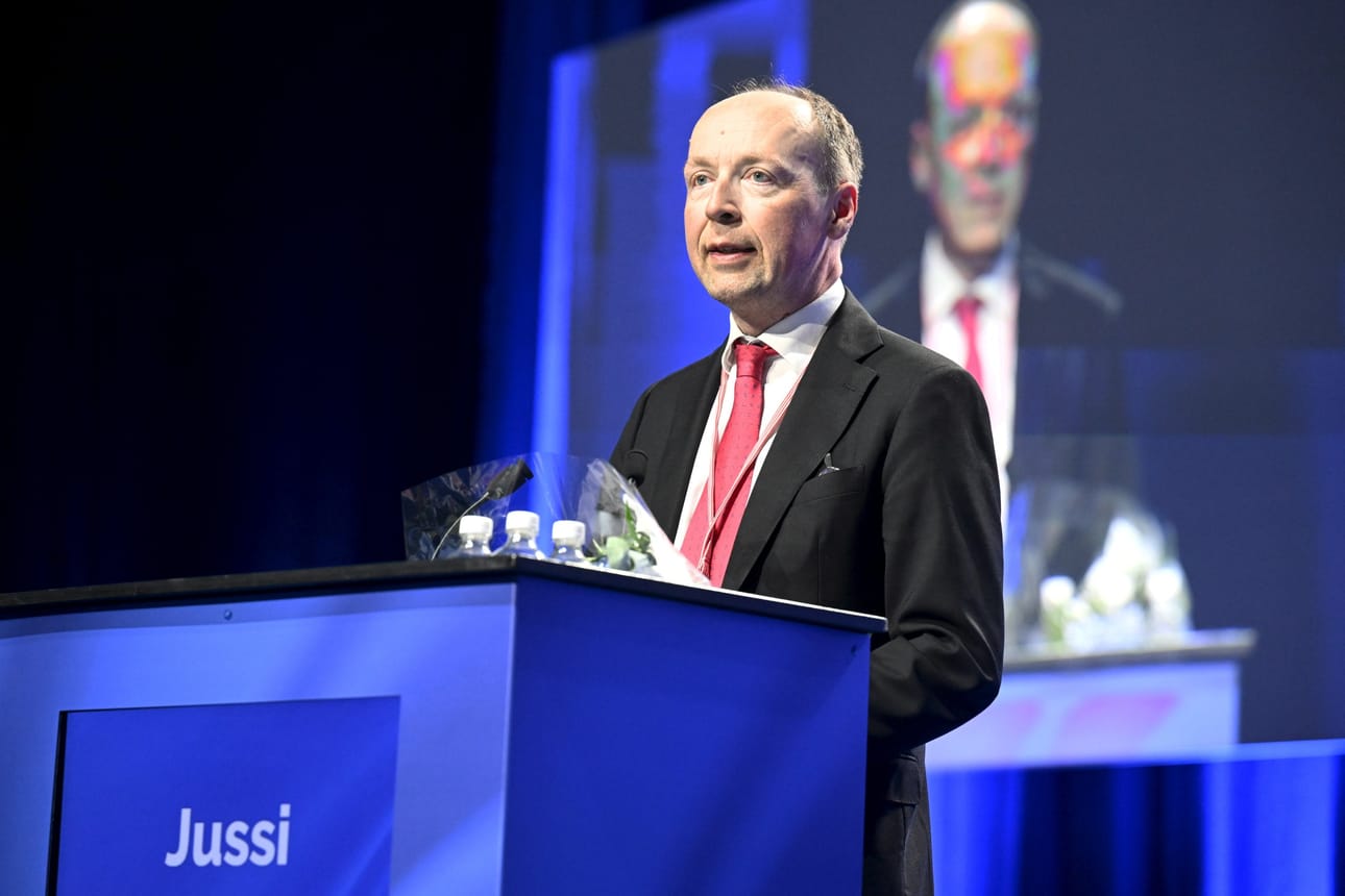 Perussuomalaisten puoluekokous valitsi Jussi Halla-ahon odotetusti puolueen presidenttiehdokkaaksi sunnuntaina Tampereella. LEHTIKUVA / Jussi Nukari