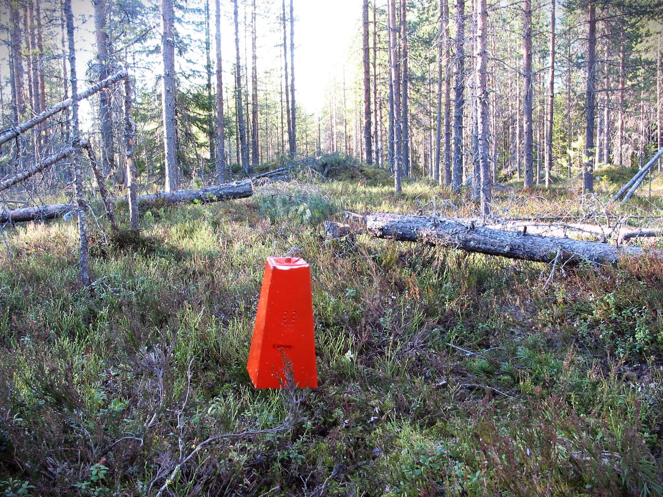 Kiinteistörajat merkitään maastoon rajapyykeillä. Kuvituskuvassa on putkipyykin maanpäällinen osa. Maanalainen osa lukittuu paikalleen.