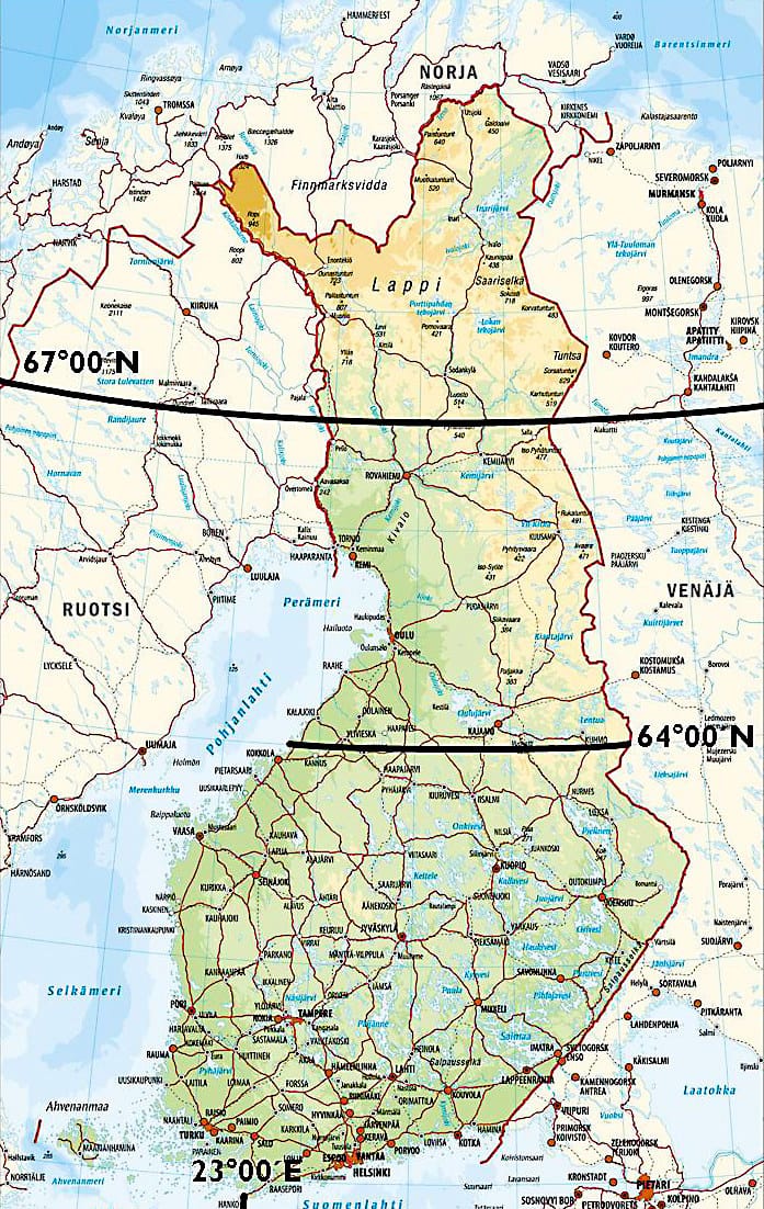 Leveyspiirien 67º00’N ja 64º00´N välissä rasvaevällisen taimenen alamitta on 60 senttiä. Rasvaeväleikatun saa nostaa veneeseen 50 senttisenä.