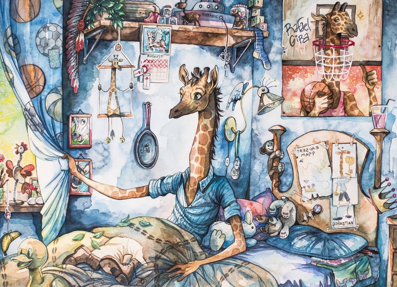 Hintsala työstää parhaillaan esikoisteostaan, Sebastian-kirahvista kertovaa satukirjaa.