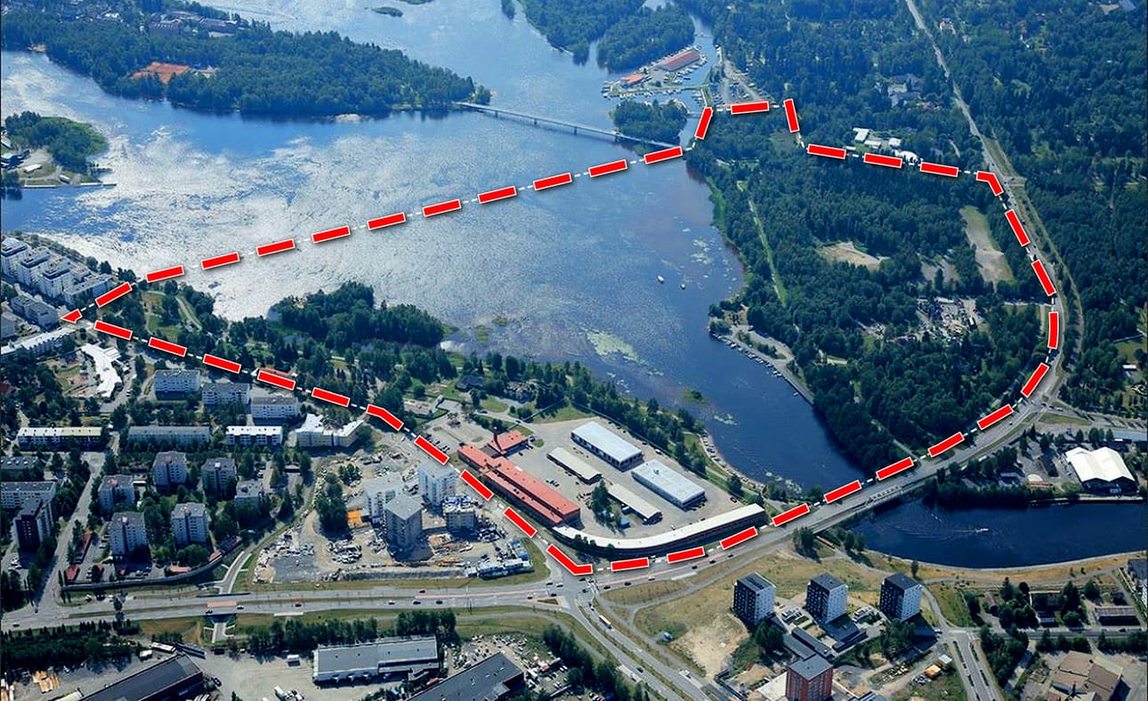 Suunnittelualueeksi on varattu Hartaanselänranta molemmin puolin.