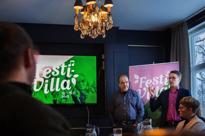 – Ajankohta kesäkuun puolessa välissä on optimaalinen: ihmiset ovat kaupungissa ja yrityselämäkin vielä käynnissä, sanovat Timo Tiilikka ja Max Hellqvist. KUVA: MINNA ANTILA
