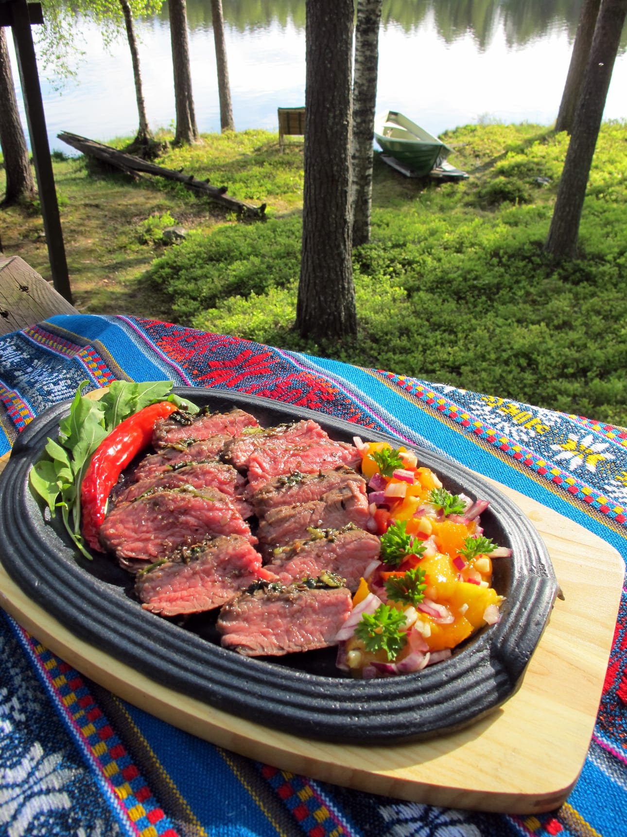 Flank steak maistuu parhaalta joko mediumina tai pintakypsä-mediumina.