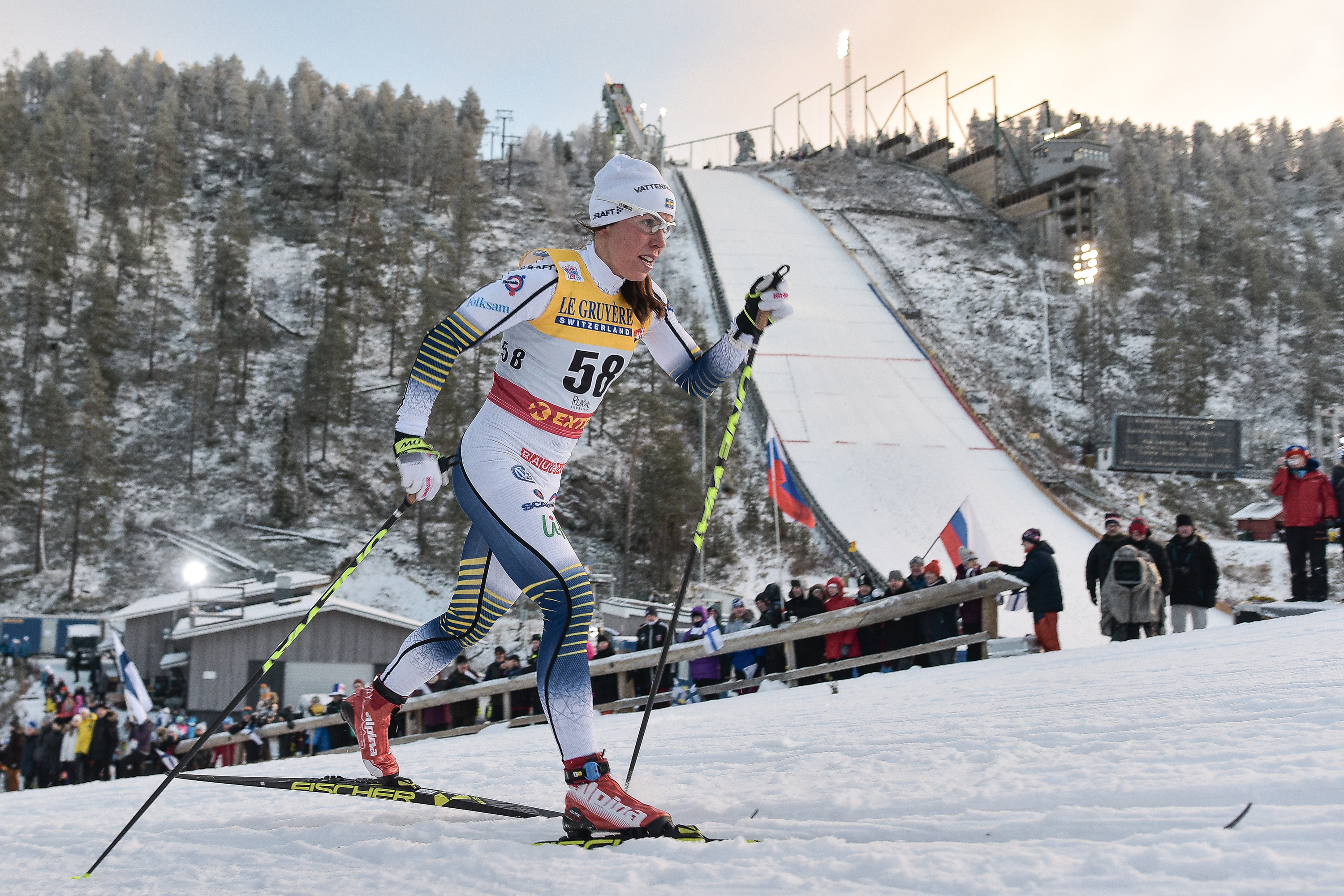 Charlotte Kallan vauhti riitti naisten 10 kilometrin kisassa toiseksi.
