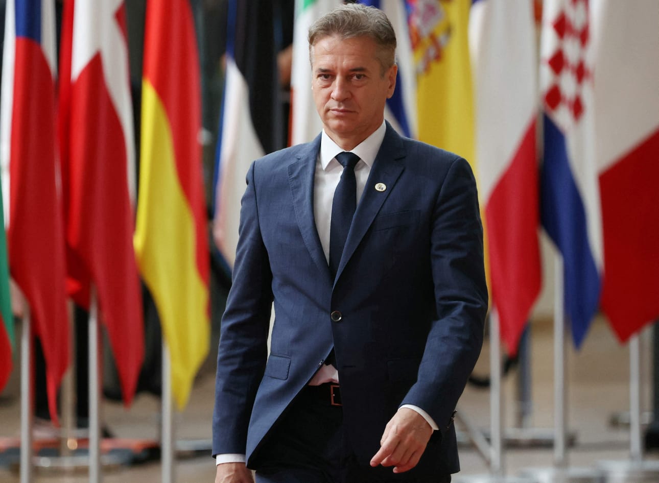 "EU ei ole voinut saarnata oikeusvaltioperiaatteesta enää johonkin aikaan johtuen riittämättömistä toimenpiteistä Gazassa", sanoo Slovenian pääministeri Robert Golob. LEHTIKUVA / AFP