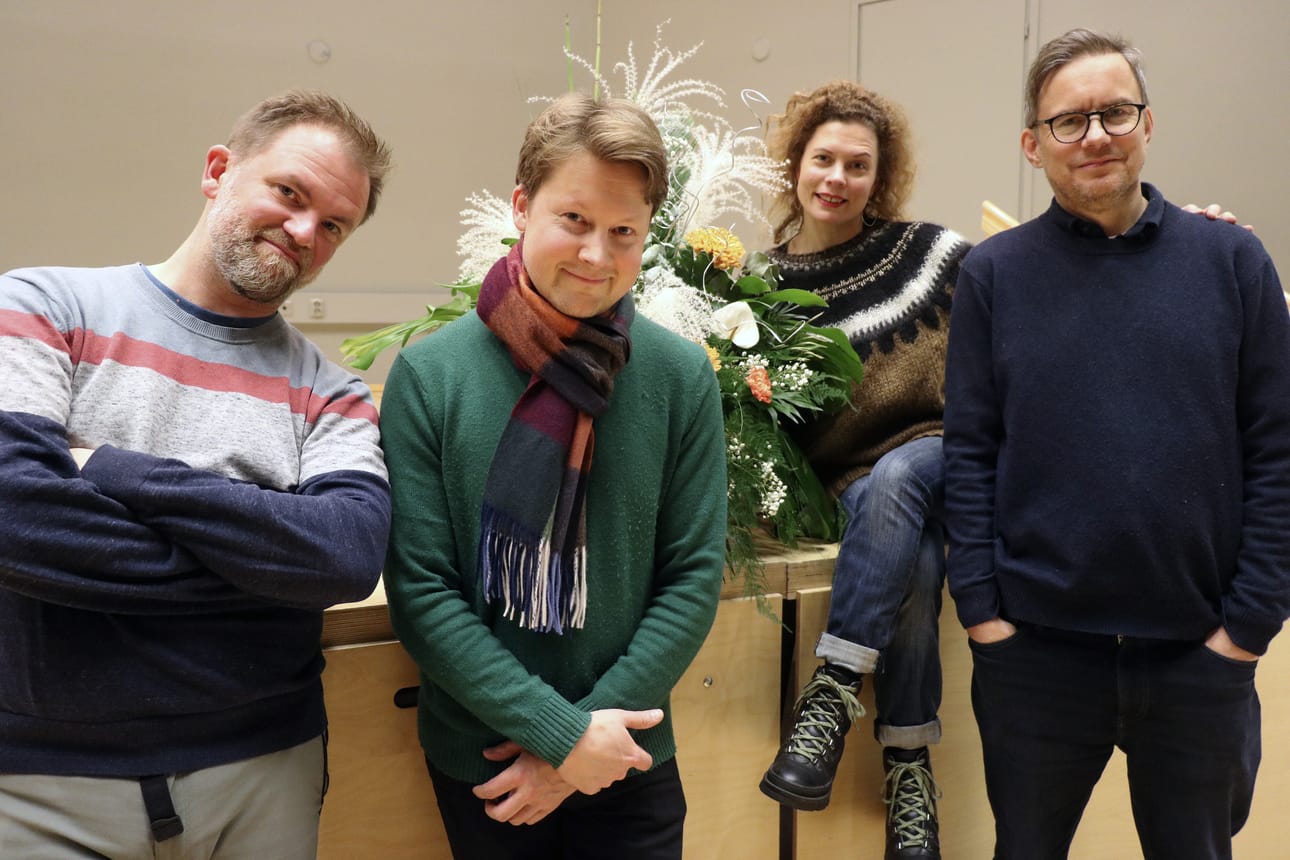 Atte Kilpeläinen, Antti Tikkanen, Minna Pensola ja Tomas Djupsjöbacka ovat yhdessä Meta4, arvostettu jousikvartetti.