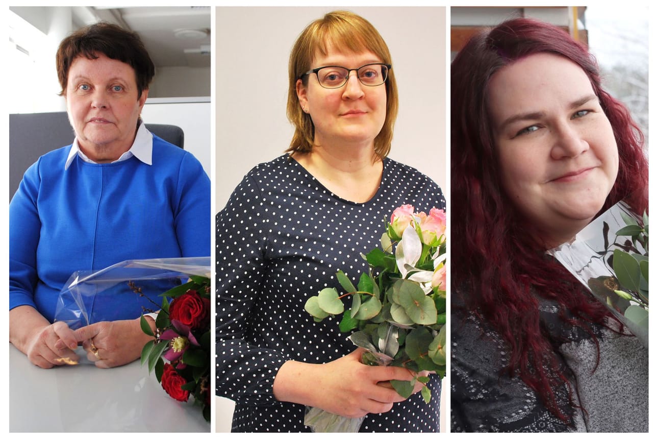 Ensimmäisen ruusukimpun sai Maria-Liisa Nurmi, toisen Hannele Jänikselä ja viime vuonna kukat vastaanotti Maria Kaijankangas.