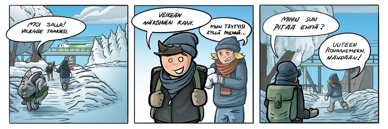 Uusi sarjakuva Oukulla ilmestyy Uudessa Rovaniemessä kahden viikon välein. Ensimmäiseen strippiin Miku Huttunen halusi sisällyttää kunnianosoituksen Roikanille.