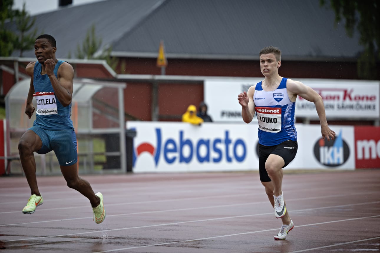 Valtteri Louko juoksi Kuortaneella 100 metrin finaalissa.