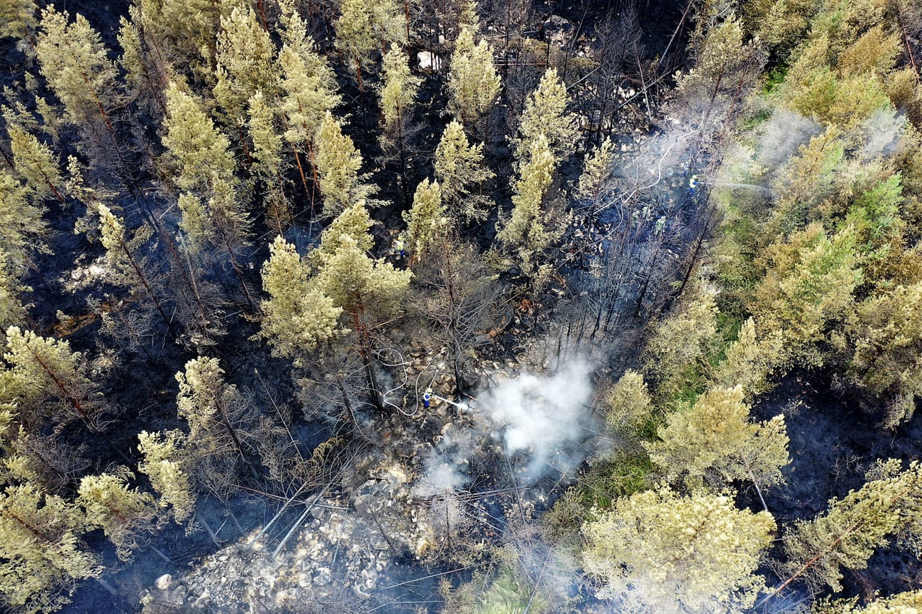 Kesällä 2021 riehunut maastopalo oli yksi suurimmista Suomessa viime vuosikymmeninä. LEHTIKUVA / Aki Paavola