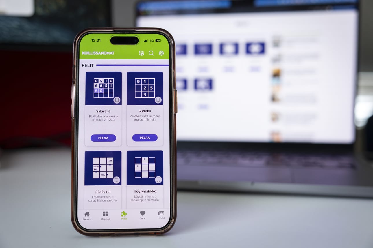 Koillissanomien sovelluksessa ja verkossa on pelattavana kaikkiaan seitsemän erilaista digitaalista peliä.