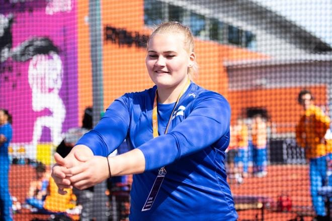 Lapuan Virkiän Sara Killinen on valmis 19-vuotiaiden EM-kisojen moukarifinaaliin, joka kisataan lauantaina. Kuva: Heidi Lehikoinen