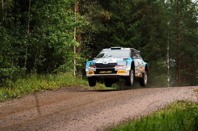 Teemu Asunmaa ja kartanlukija Jani Salo SM Top Building Rallissa. Kuva: Hannu Rainamo/Hannuphoto