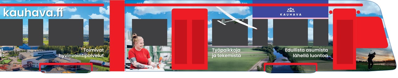 Liikkuva mainos puhuttelee potentiaalisia uusia asukkaita sekä yrittäjiä.