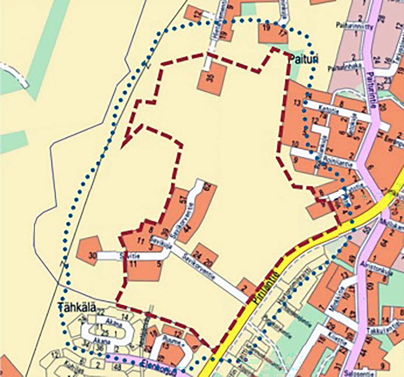 Tänne kaavaillaan uutta pientalovaltaista asuinaluetta.