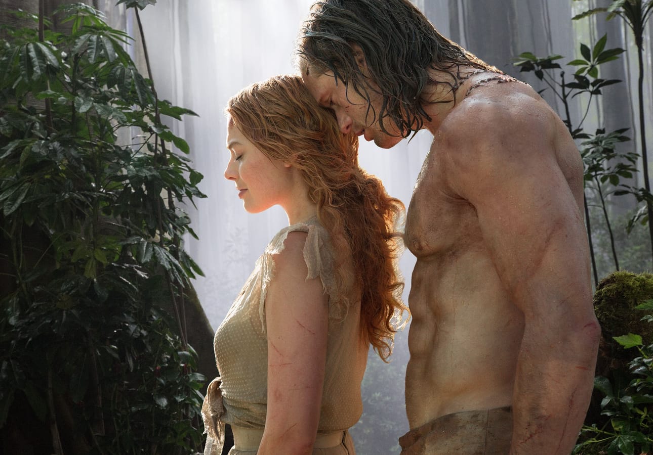 Tarzanin legendassa Margot Robbie on Jane ja Alexander Skarsgård on Tarzan. Alkuperäisten tarinoiden kolonialismia karsitaan ahkerasti.