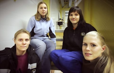 Kärppien nelikko Marja-Helena Pälvilä (vas.), Satu Hoikkala, Terhi Mertanen ja Saija Sirviö osasivat odottaa valintaa.