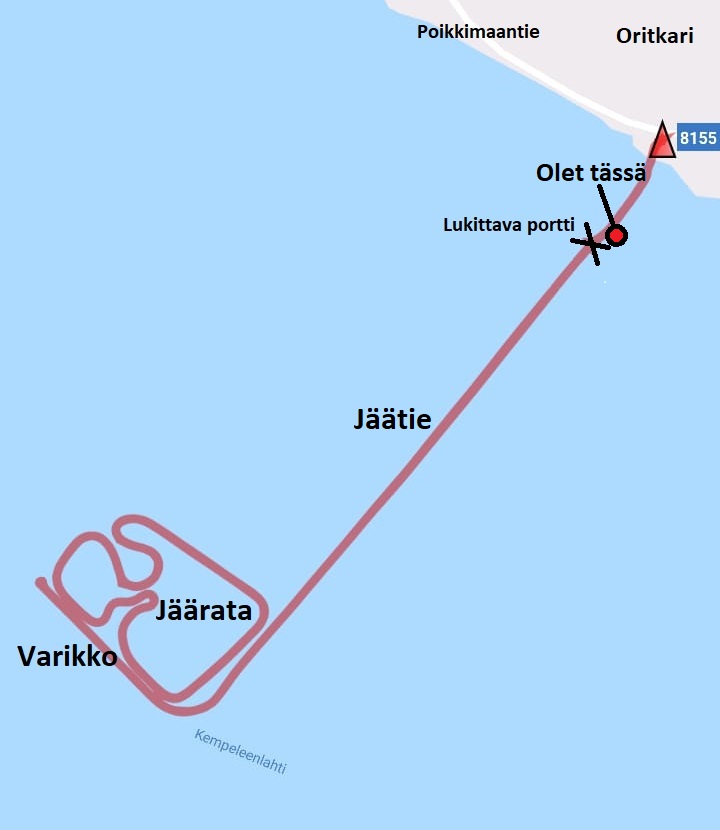 Jäärata kulkee Kempeleenlahdella.