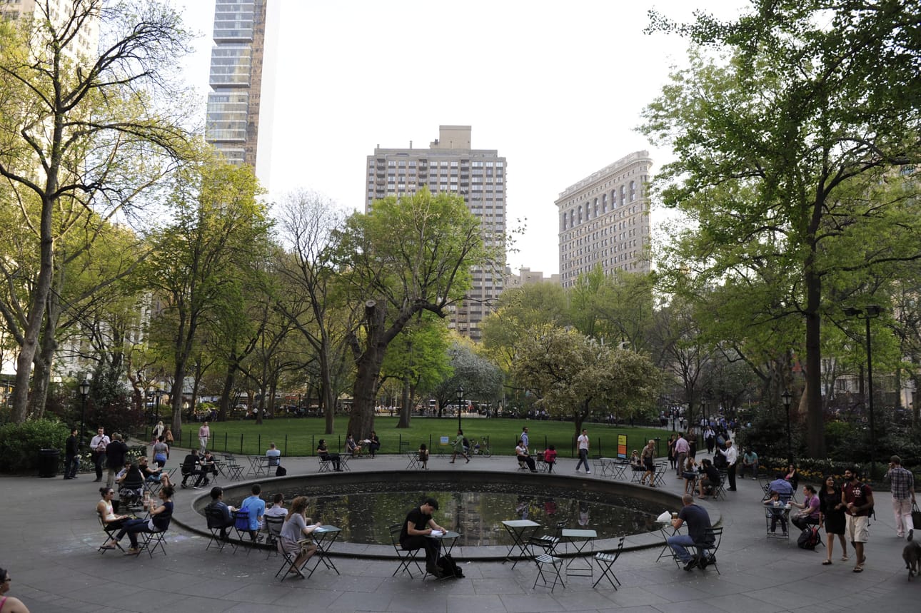 Ruoho vihertää Madison Square-puistossa New Yorkissa.