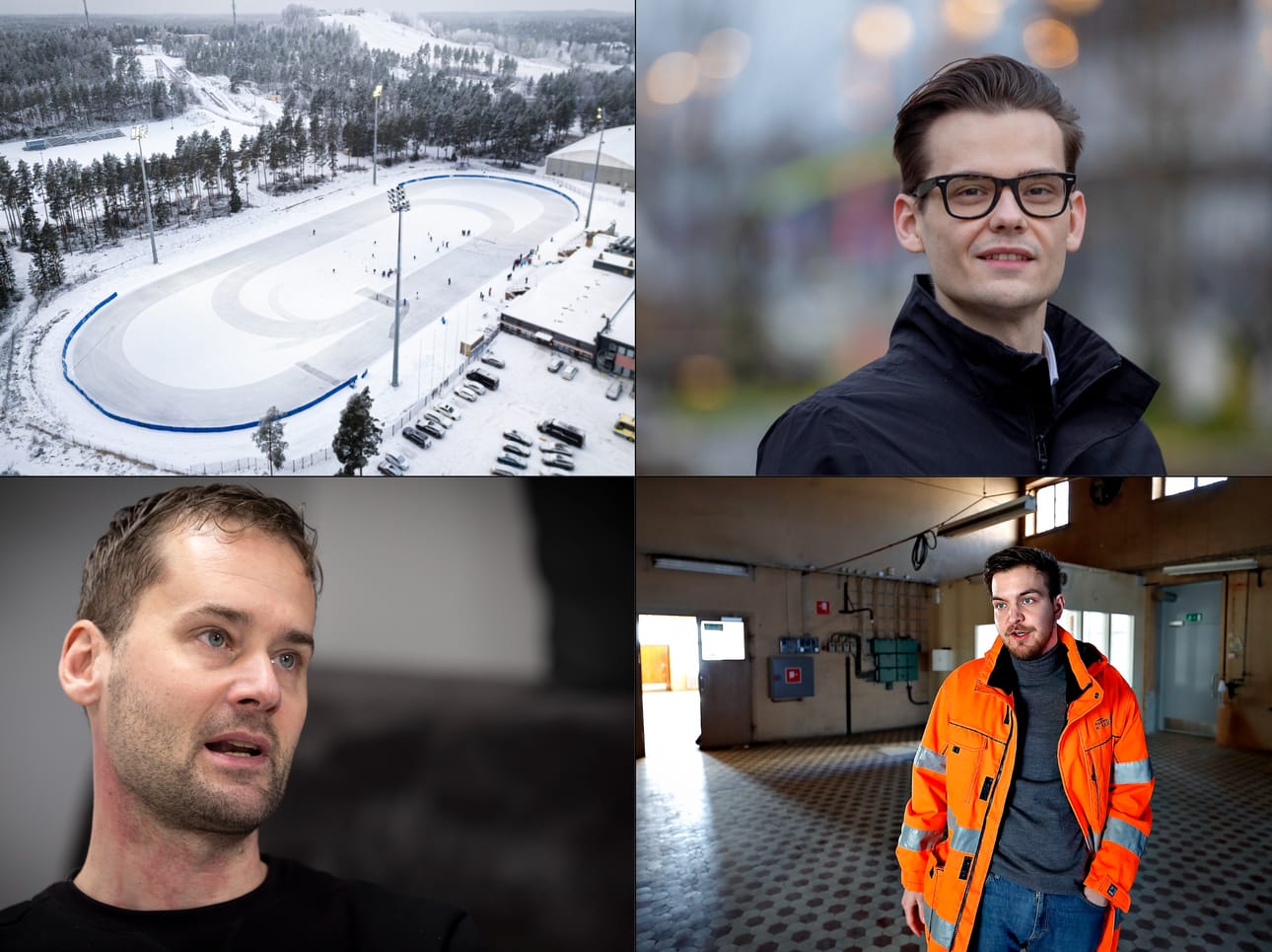 Seinäjoen valtuusto päättää maanantaina otetaanko ison tekojään kattaminen osaksi vuosien 2026 ja 2027 investointeja. Suurimpien valtuustoryhmien puheenjohtajat ovat Johannes Karhu (kesk.), Jesse Luhtala (kok.) ja Eetu Lehtola (sd.). Arkistokuvia.