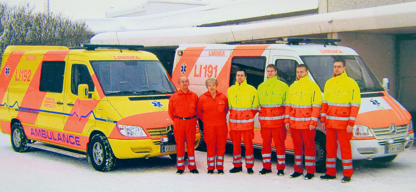 Henkilökuntaa 90-luvulla. Vasemmalta Heikki ja Airi Anttila, Raine Loukusa, Juha Loukusa, Jani Klasila ja Jari Ruokangas.