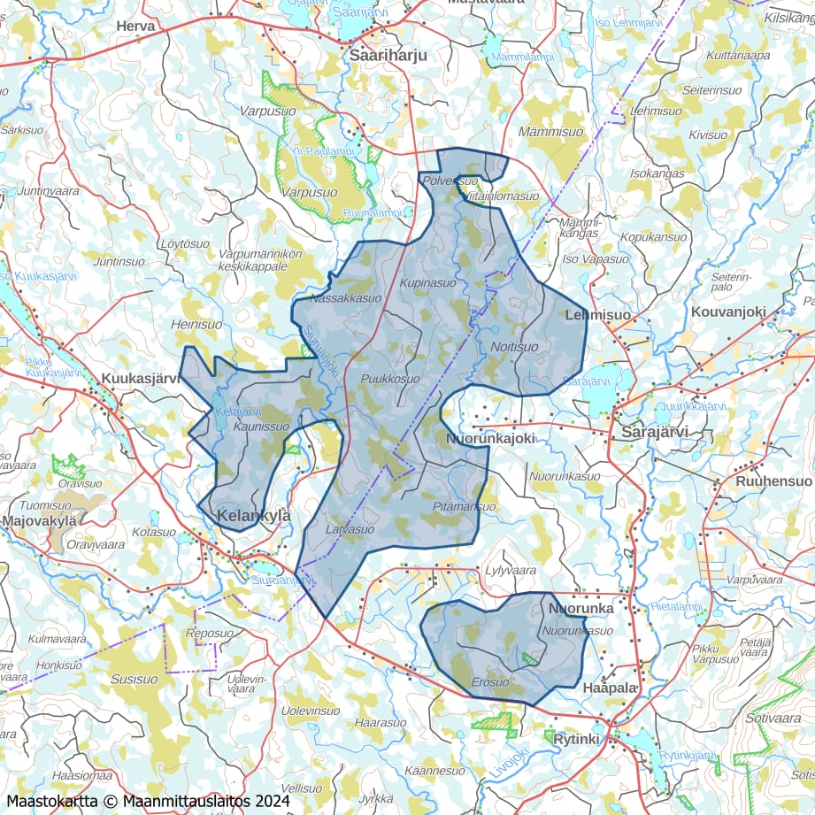 Kupinavaaran tuulivoimahanke sijoittuu molemmin puolin Ranuan ja Pudasjärven rajaa.