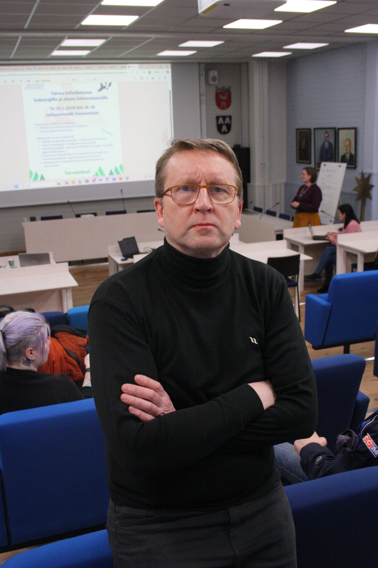 Kainuun ja Koillismaan uusi Kalaleader-aktivaattori Kari Muje esittäytyi Posiolla kalastajille pidetyssä tilaisuudessa.