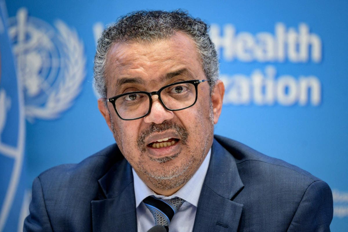 Kokouksessa vahvistetaan WHO:n pääjohtajan Tedros Adhanom Ghebreyesusin valinta uudelle viisivuotiskaudelle. LEHTIKUVA / AFP