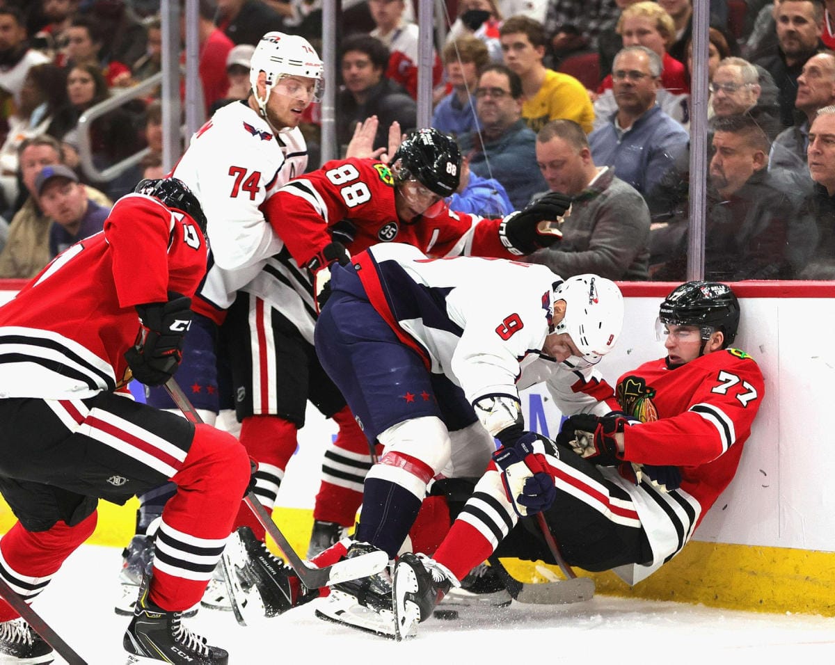 Chicago voitti jatkoajalle venähtäneen ottelun maalein 5–4. LEHTIKUVA / Getty Images / AFP Jonathan Daniel
