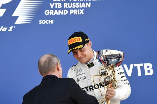 Valtteri Bottas voitti Sotshissa uransa ensimmäinen osakilpailun Formula ykkösissä. KUVA: LEHTIKUVA / ANDREJ ISAKOVIC