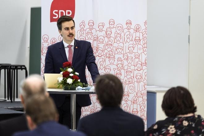 Matias Mäkynen valittiin SDP:n varapuheenjohtajaksi puoluekokouksessa elokuussa 2020. Kansanedustajaksi hän nousi 2019, kun Jutta Urpilainen siirtyi EU-komissaariksi. ARKISTOKUVA: JARNO PELLINEN