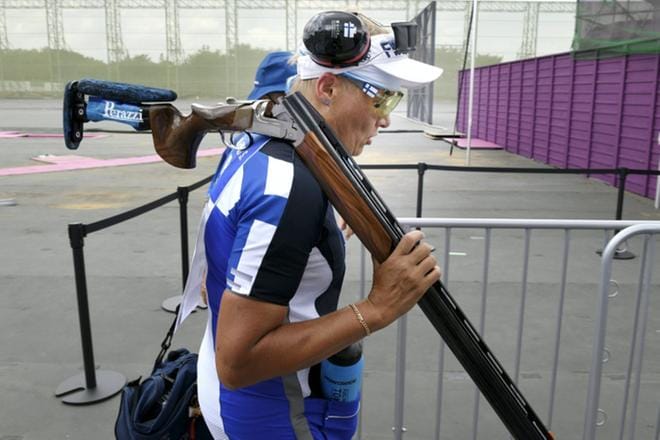 Trap-ampuja, Pekingissä 2008 olympiakultaa voittanut Satu Mäkelä-Nummela epäonnistui Tokiossa. Kuva: Heikki Saukkomaa / Lehtikuva