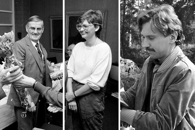 Toimittajat Kari Tyni (oik.) ja Omes Salminen ovat haastatelleet Vaasan väkeä vuosina 1982 ja 1995. Toimittaja Maisa Kannonmaa on nyt purkanut haastattelunauhat ja koonnut niistä videotallenteen. KUVAT: SEPPO MATTILA