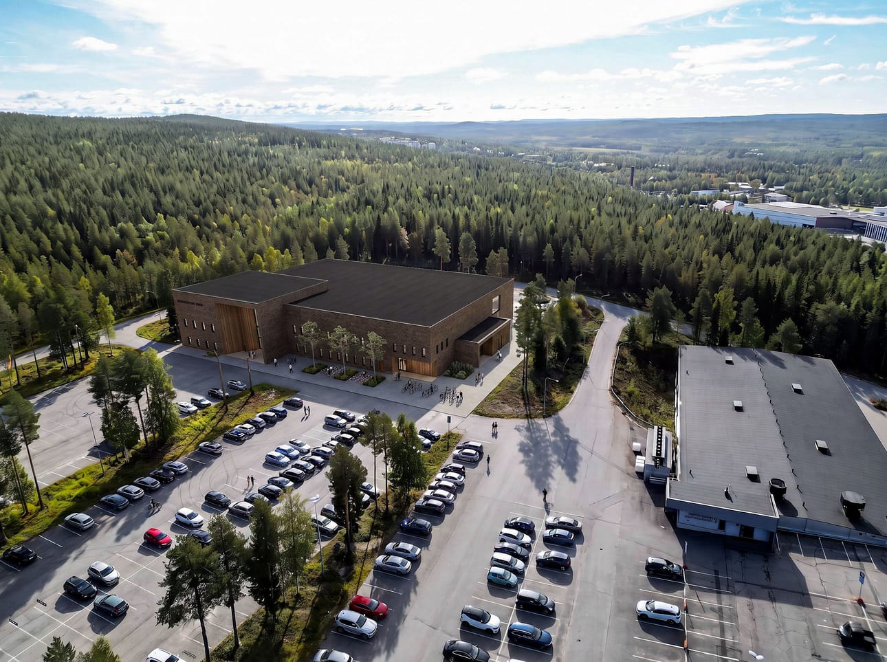 Lappi-areenan parkkipaikalle lukio rakennettaisiin kaksikerroksisena. Lukioon tulisi oma ruokala.