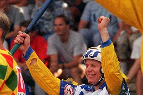 Jukka Mäkinen Ankkurien pelipaidassa vuonna 1995. ARKISTOKUVA: LASSE KORHONEN