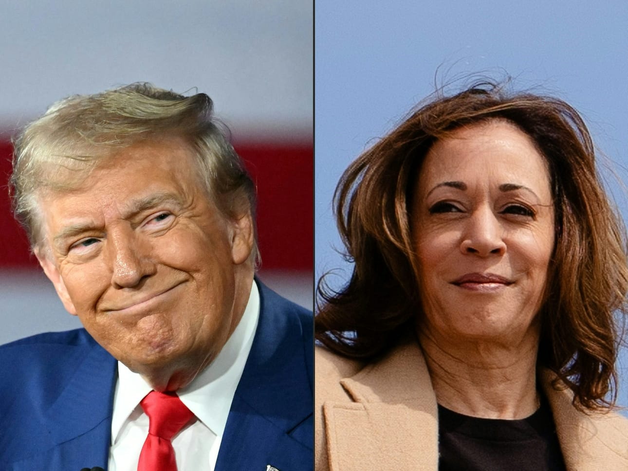 Presidenttiehdokkaat Trump ja Harris kohtaavat ensimmäisen kerran ABC-kanavan televisioväittelyssä, joka alkaa aamuneljältä Suomen aikaa. LEHTIKUVA / AFP