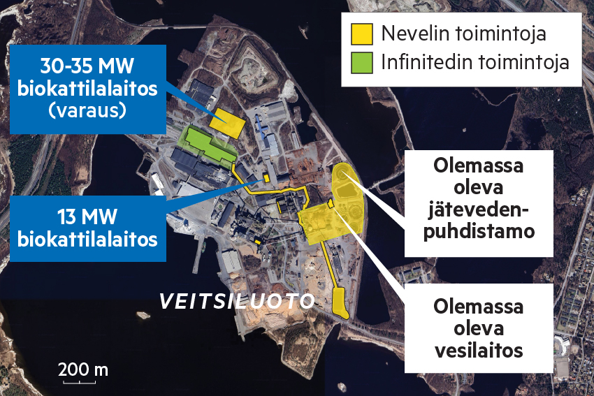 Neville built a new power plant in Veitsiluoto last year. When Infinite Fibers decided to build a recycling textile factory, a larger power plant was built and the wastewater treatment plant was refurbished.