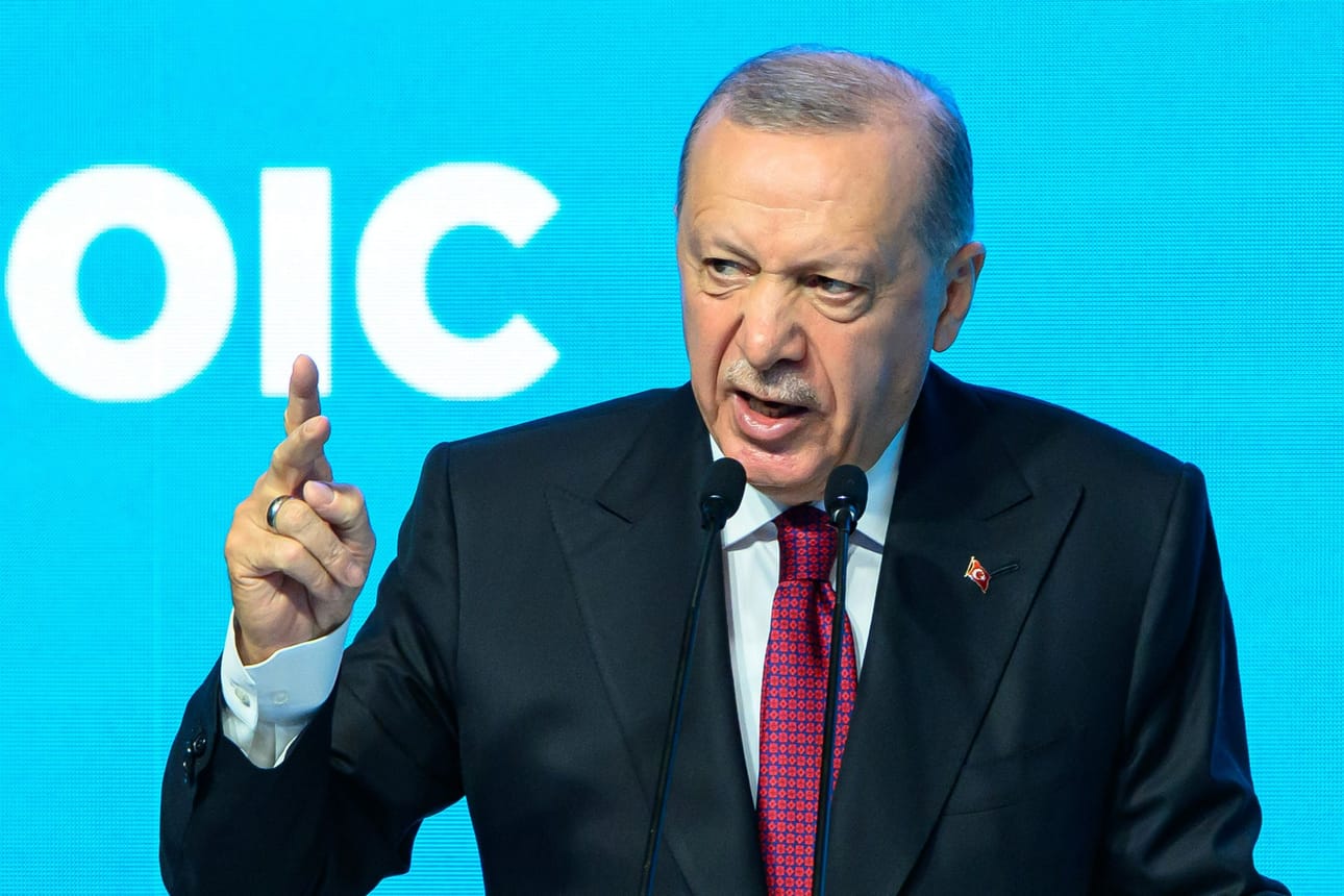 Turkin presidentti Recep Tayyip Erdogan kritisoi länttä siitä, että se on tukenut Israelia "ilman ehtoja". LEHTIKUVA / AFP