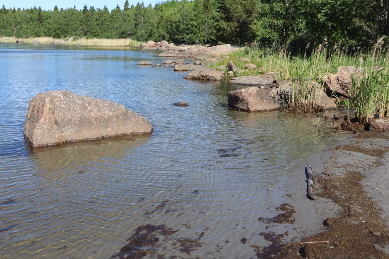 Linnakealueen esteettömän reitin läheisyydestä löytyy myös pieni hiekkapohjainen uimaranta.