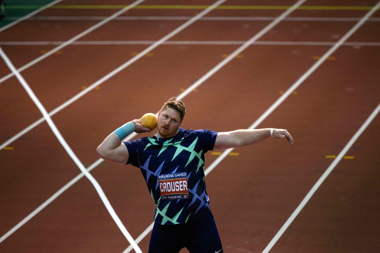 Ryan Crouser Millrose Games -kisassa New Yorkissa viime vuoden tammikuussa. LEHTIKUVA/AFP