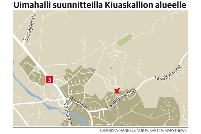Jalasjärvelle on suunniteltu uutta uimahallia jo usean vuoden ajan. Uimahallin on tarkoitus rakentaa urheiluhallin yhteyteen Kiuaskallion Kulmantielle.